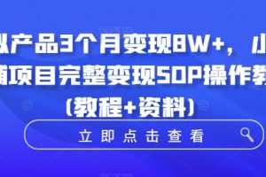 虚拟产品3个月变现8W+，小学教辅项目完整变现SOP操作教程(教程+资料)