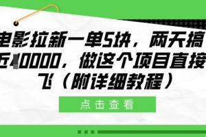 电影拉新一单5块，两天搞了近1个W，做这个项目直接起飞(附详细教程)