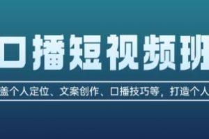 口播短视频班，个人定位、文案创作、口播技巧等打造个人IP