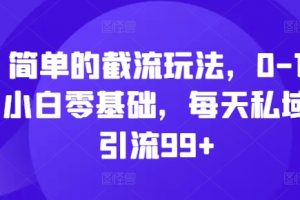 简单的截流玩法，0-1小白零基础，每天私域引流99+