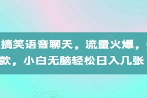 AI生成搞笑语音聊天，流量火爆，条条爆款，小白无脑轻松日入几张