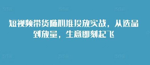 短视频带货随心推投放实战