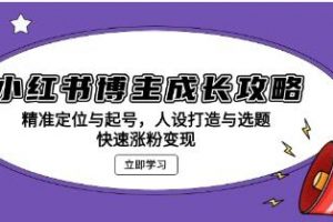 小红书博主成长攻略：定位起号，人设打造与选题，快速涨粉变现