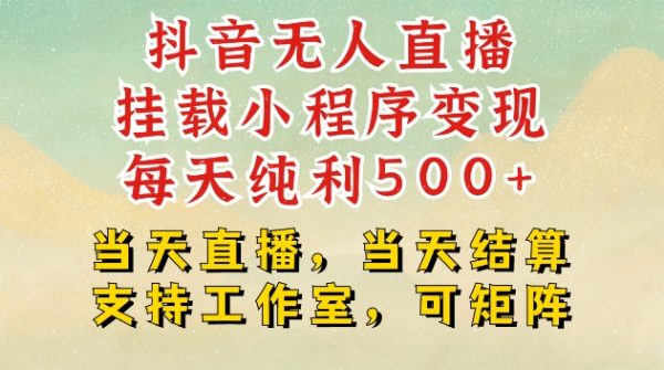 抖音无人直播挂载小程序变现，每天纯利500+