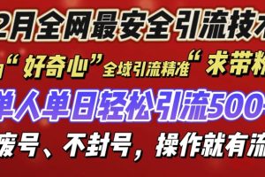 12 月份全网最安全引流创业粉技术来袭，不封号不废号，有操作就有流量