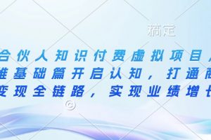 IP合伙人知识付费虚拟项目，从思维基础篇开启认知，实现业绩增长