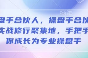 操盘手合伙人的实战修行聚集地，手把手带你成长为专业操盘手