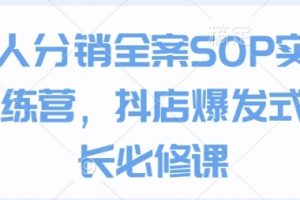 达人分销全案SOP实操训练营，抖店爆发式增长必修课