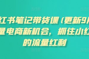 小红书笔记带货课，流量电商新机会，抓住小红书的流量红利