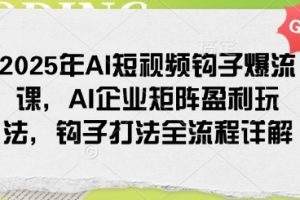 2025年AI短视频钩子爆流课，AI企业矩阵盈利玩法，钩子打法全流程详解