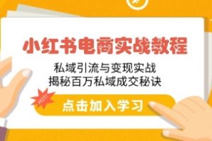 小红书电商实战，私域引流与变现实战，揭秘百万私域成交秘诀