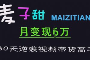 麦子甜30天逆袭视频带货高手，单月变现6W加特训营