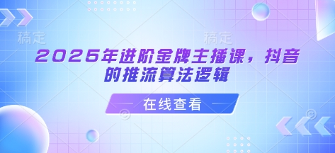 2025年进阶金牌主播课，抖音的推流算法逻辑