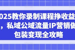 2025教你录制课程挣收益项目，私域公域流量IP营销做图包装变现全攻略